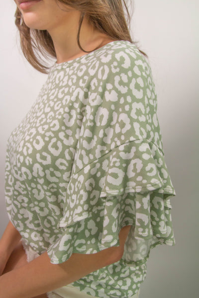 Pastel Animals Ruffle Top