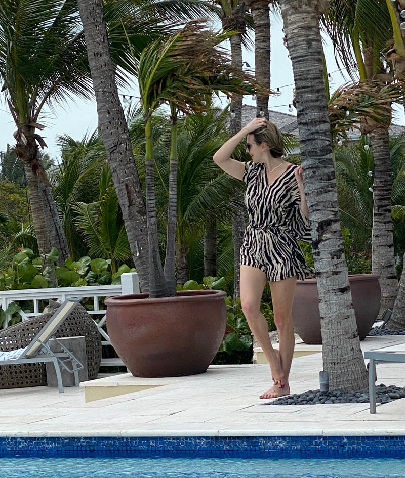 Zebra Print Resort Romper
