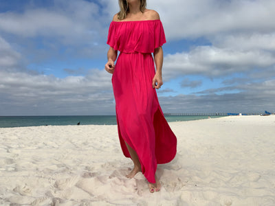 Off Shoulder Maxi Dress with Ruffle