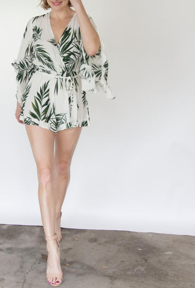 Tropical Palm Print Romper