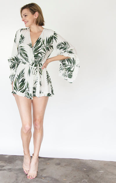 Tropical Palm Print Romper
