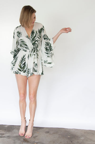 Tropical Palm Print Romper