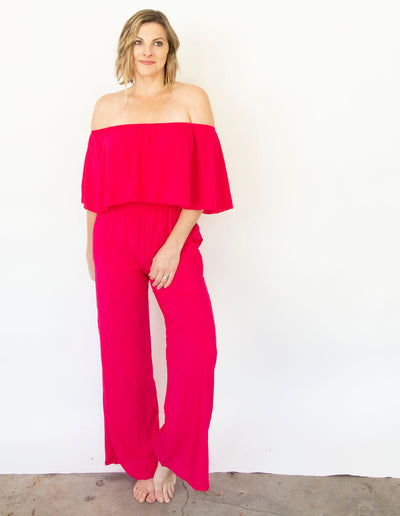 Off The Shoulder Ruffle Jumpsuit