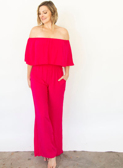 Off The Shoulder Ruffle Jumpsuit