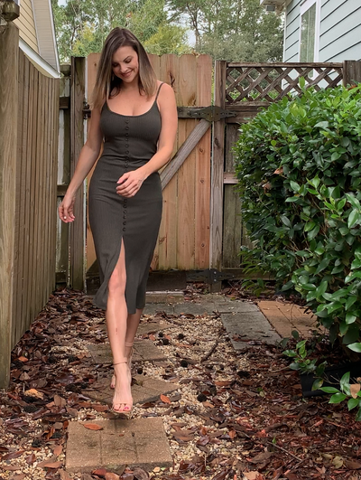 Ribbed Knit Midi Dress