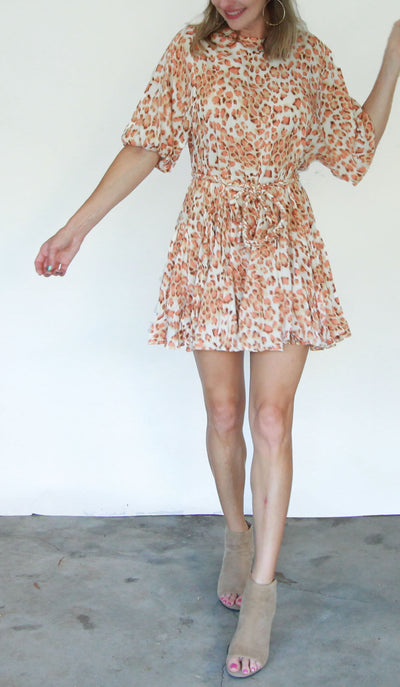 Orange Ruffled Mini Dress