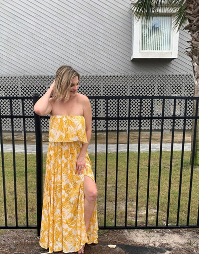 Mustard Yellow Floral Maxi Dress
