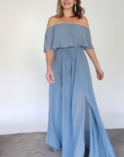 Off Shoulder Ruffled Top Maxi Dress