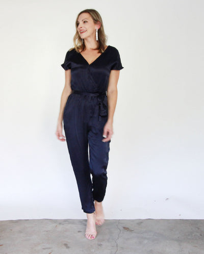 Inez Navy Wrap Jumpsuit by Greylin