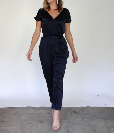 Inez Navy Wrap Jumpsuit by Greylin