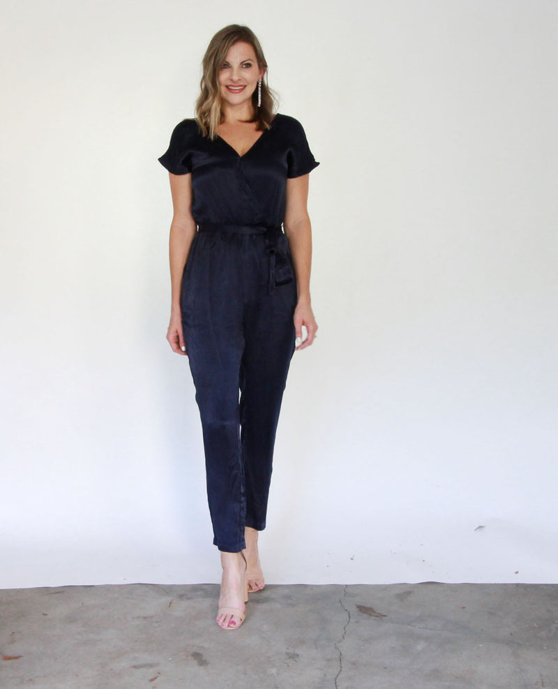 Inez Navy Wrap Jumpsuit by Greylin