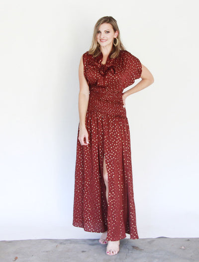 Burgundy & Gold Maxi Dress