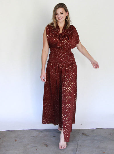 Burgundy & Gold Maxi Dress