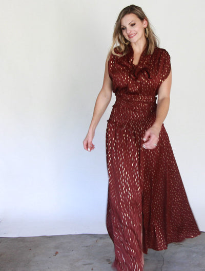 Burgundy & Gold Maxi Dress