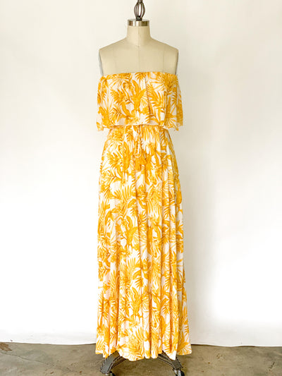 Mustard Yellow Floral Maxi Dress