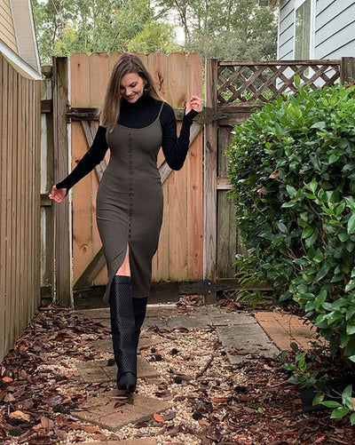 Ribbed Knit Midi Dress