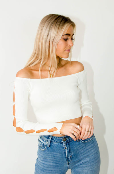 Ribbed Crop Top w/Cut Outs