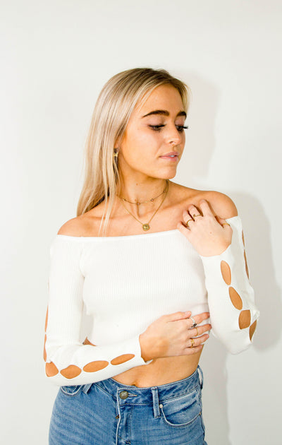 Ribbed Crop Top w/Cut Outs