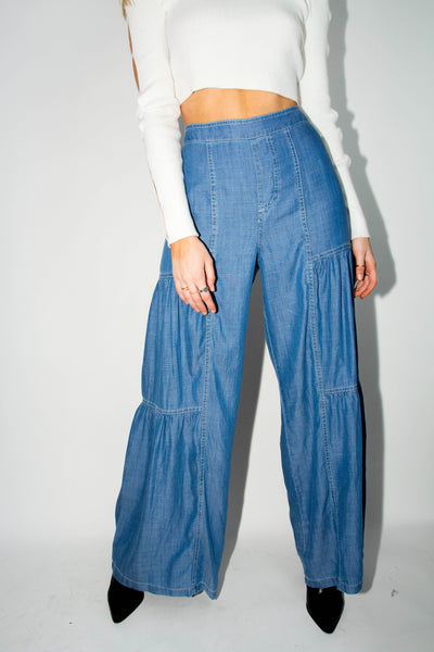 Tiered Chambray Pants