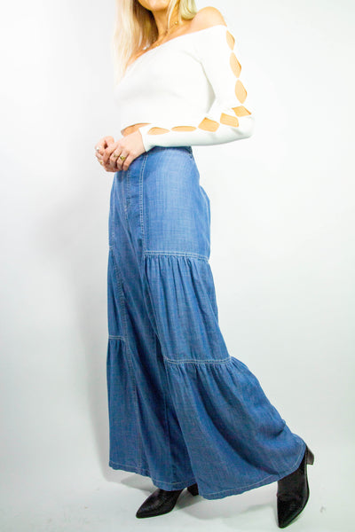 Tiered Chambray Pants