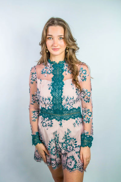 Alima Two-Tone Lace Romper