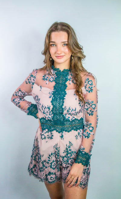 Alima Two-Tone Lace Romper