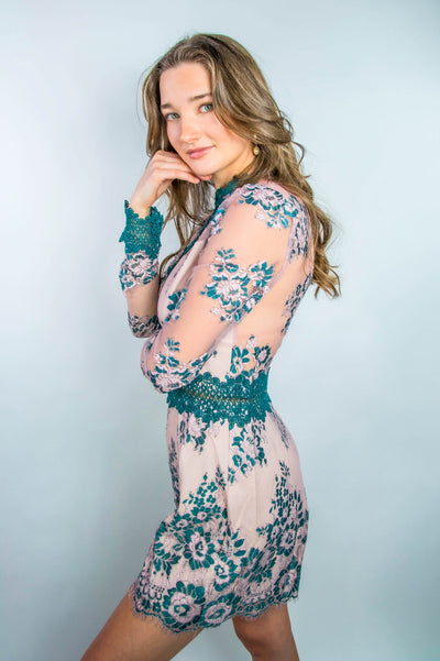 Alima Two-Tone Lace Romper