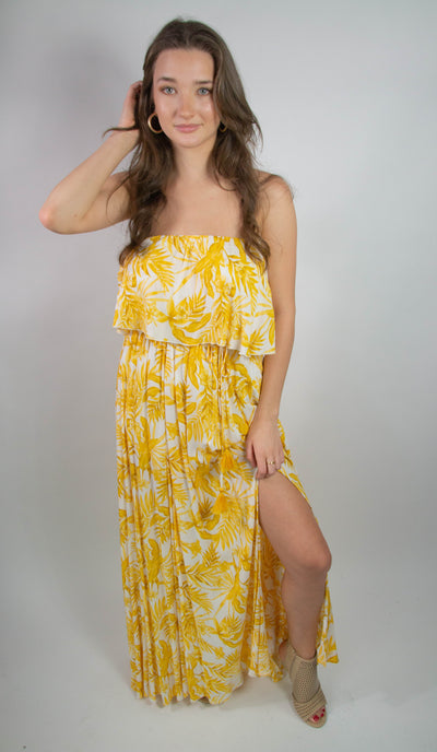 Mustard Yellow Floral Maxi Dress