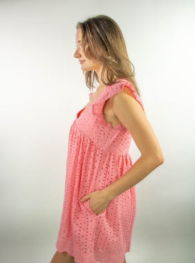 Eyelet Mini Dress with Shorts