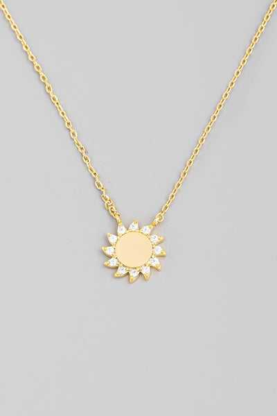 Pave Mini Sun Pendant Necklace
