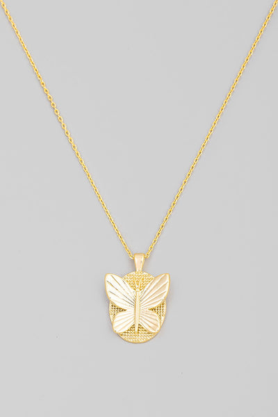Butterfly Coin Pendant Necklace