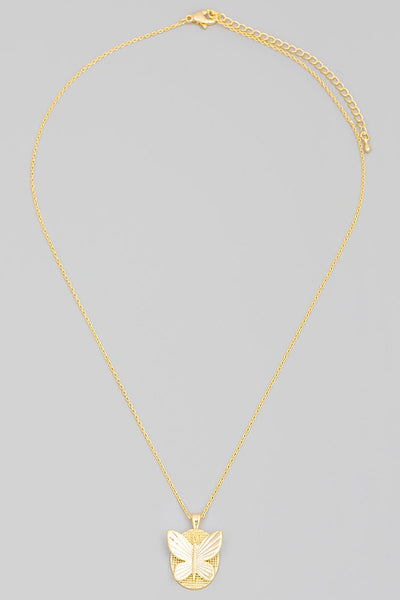 Butterfly Coin Pendant Necklace