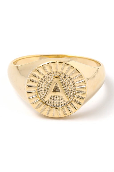 Round Signet Initial Ring