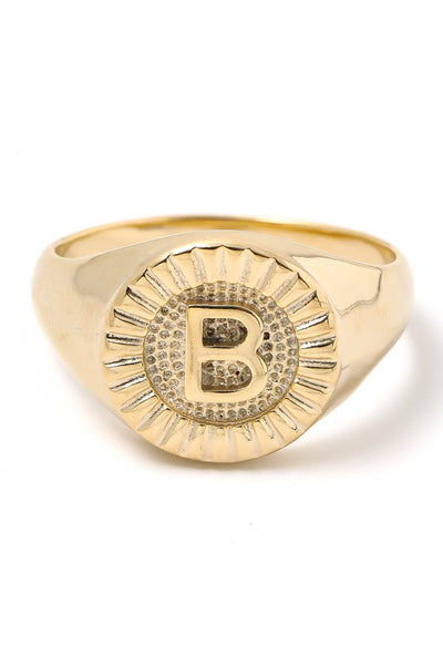 Round Signet Initial Ring