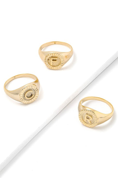 Round Signet Initial Ring