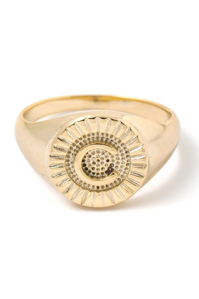Round Signet Initial Ring
