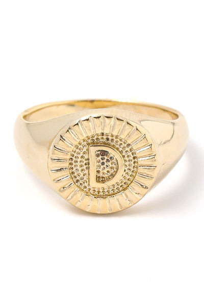 Round Signet Initial Ring