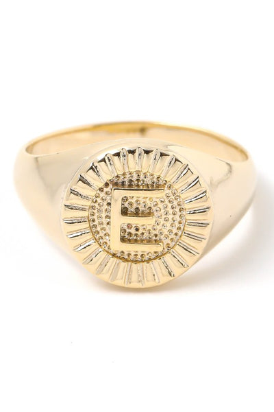 Round Signet Initial Ring