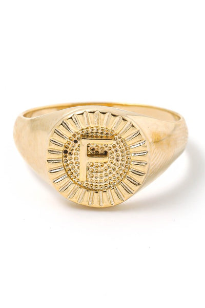 Round Signet Initial Ring
