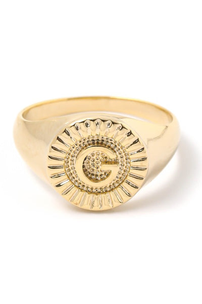 Round Signet Initial Ring