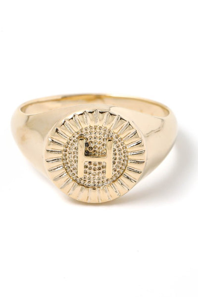 Round Signet Initial Ring