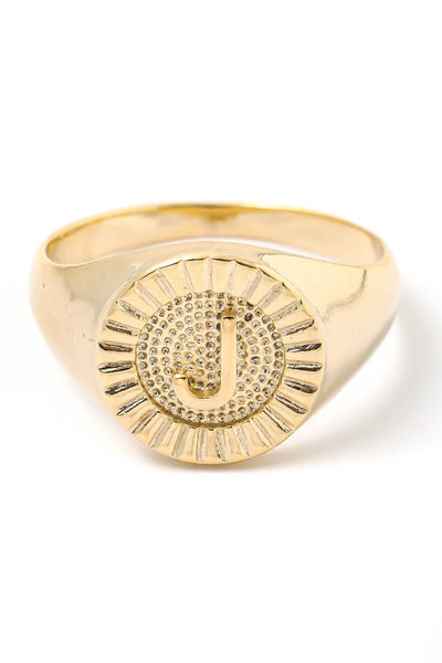 Round Signet Initial Ring
