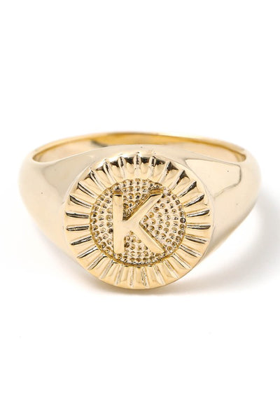 Round Signet Initial Ring