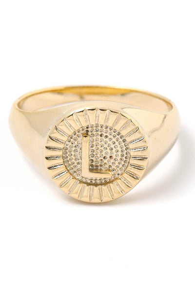 Round Signet Initial Ring