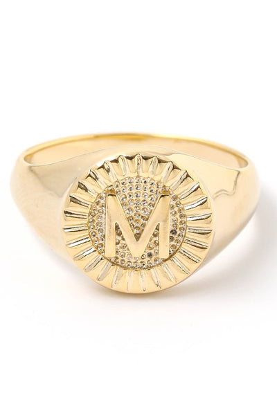 Round Signet Initial Ring