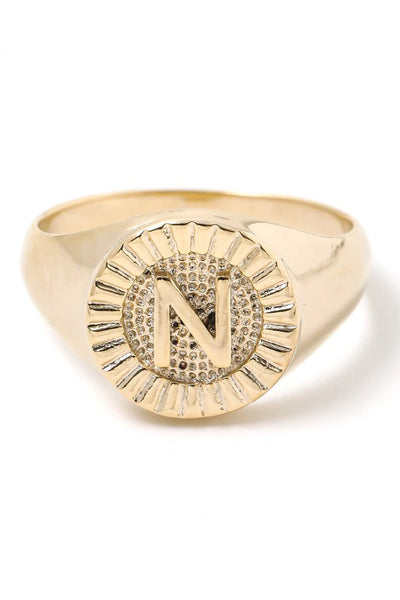 Round Signet Initial Ring