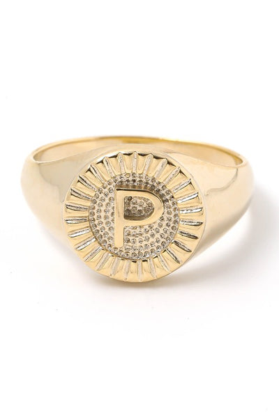 Round Signet Initial Ring