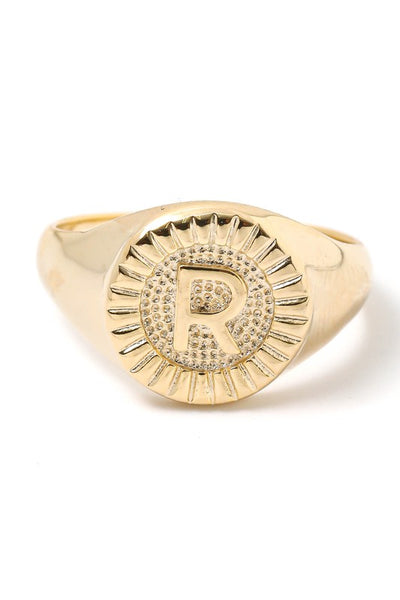 Round Signet Initial Ring