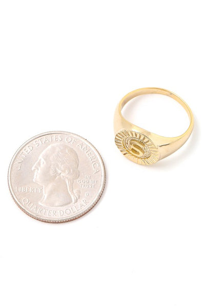 Round Signet Initial Ring