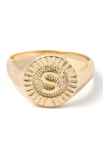 Round Signet Initial Ring